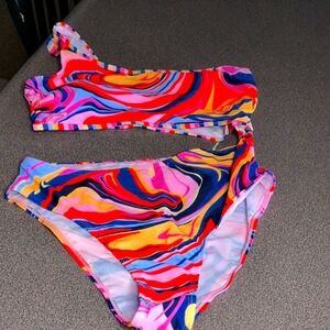 Colorful Swirl One-Shoulder Bikini